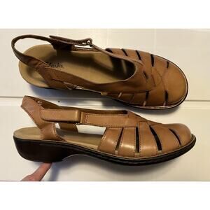 Clarks Bendables Closed Toe Comfort Sandals Womens 11 Brown Leather See Pictures
